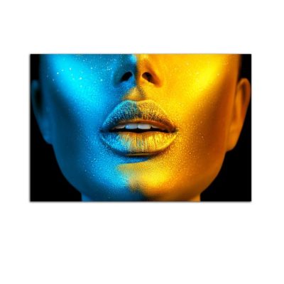 Plexiglass Wall Art - Golden Blue Metallic Portrait Decor  60 x 90 CM
