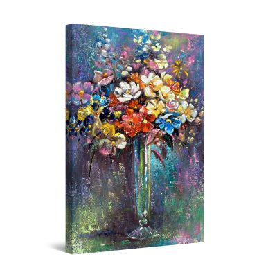 Canvas Wall Art - Colored Flowers Vase