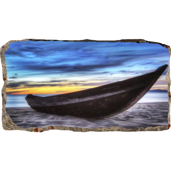 3D Mural Wall Art - Decor Window Boat on the Sand Amazing