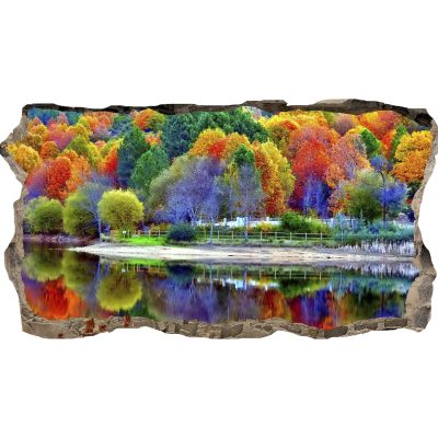 3D Mural Wall Art - Decor Colored Trees in Water Reflection Amazing