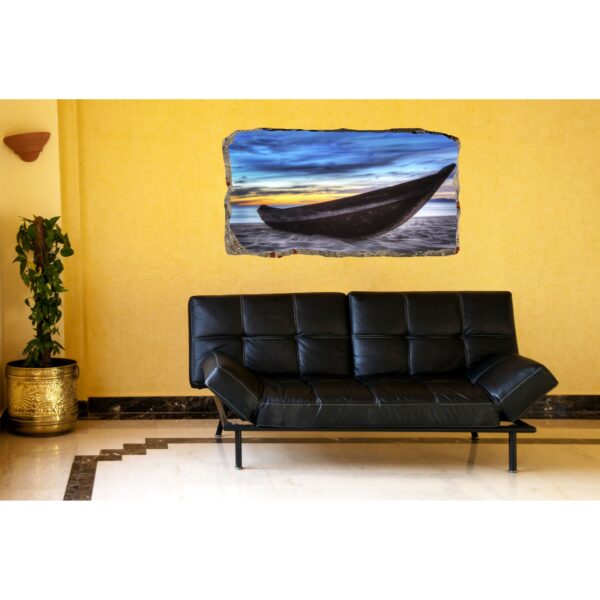 3D Mural Wall Art - Decor Window Boat on the Sand Amazing