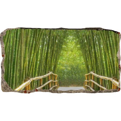3D Mural Wall Art - Decor Window Green Bamboo Bridge Amazing