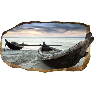 3D Mural Wall Art - Decor Boats on the Sand II Amazing