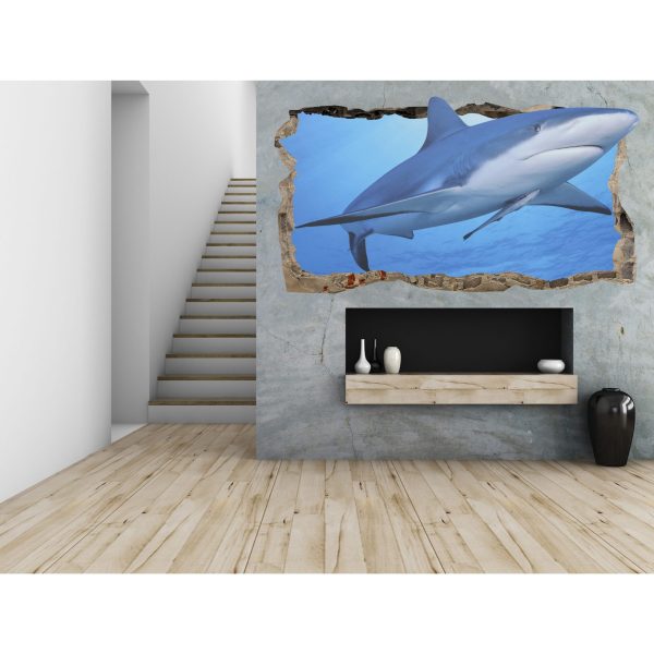 3D Mural Wall Art - Decor Friendly Shark Amazing