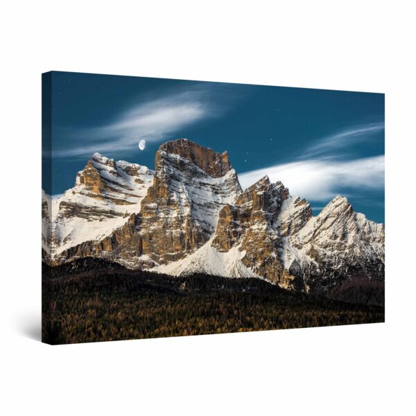 Canvas Wall Art - Snowy Mountains Under The Moon