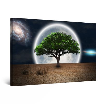 Canvas Wall Art - The Fantasy Universe and Tree