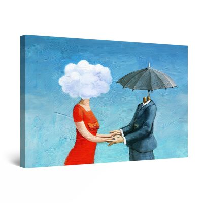 Canvas Wall Art - Rain and Umbrella Love