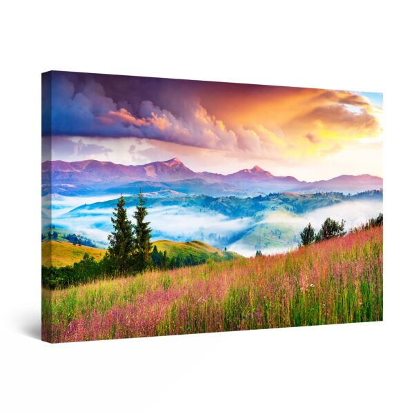 Canvas Wall Art - Flower Carpet Mountain Landscape