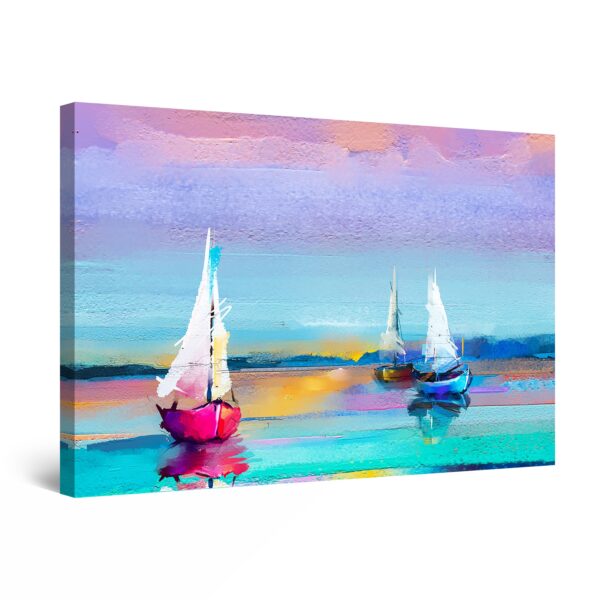 Canvas Wall Art - 6 Colored Ships Watercolor