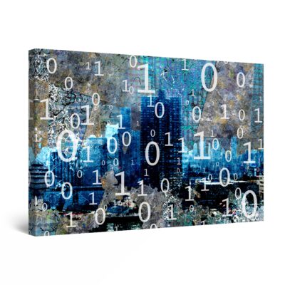 Canvas Wall Art - Internet Binary System 01 Blue