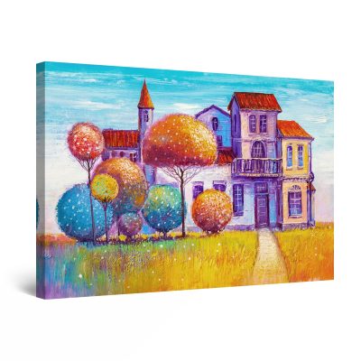 Canvas Wall Art - Colored Castle and Trees
