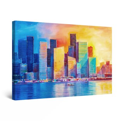 Canvas Wall Art - Abstract Colored City Scrapers