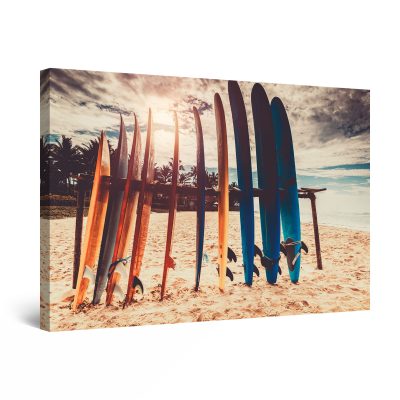 Canvas Wall Art - Surfboard Support on The Beach