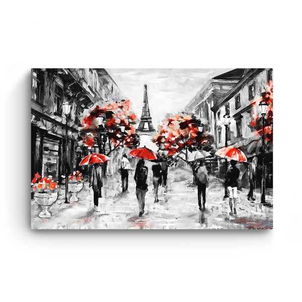 Canvas Wall Art - Black and White Red Paris