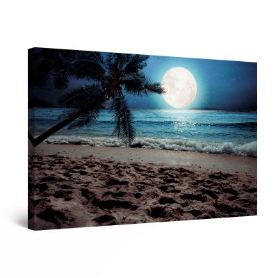 Canvas Wall Art - Beach Amazing Blue Sunset