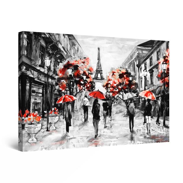 Canvas Wall Art - Black and White Red Paris