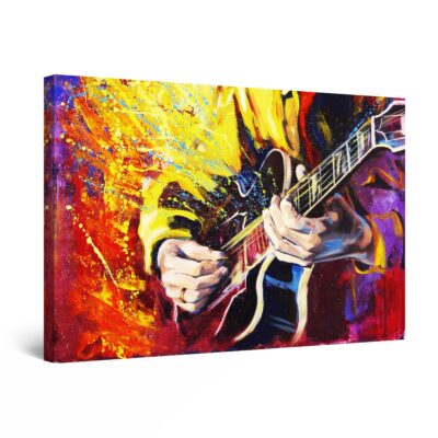Canvas Wall Art - Splash Color and Guitar Music